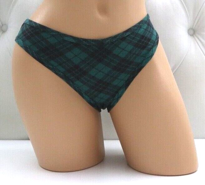 Victoria’s Secret PINK Cotton Bikini Panty Garnet Green Plaid M L XL XXL NEW