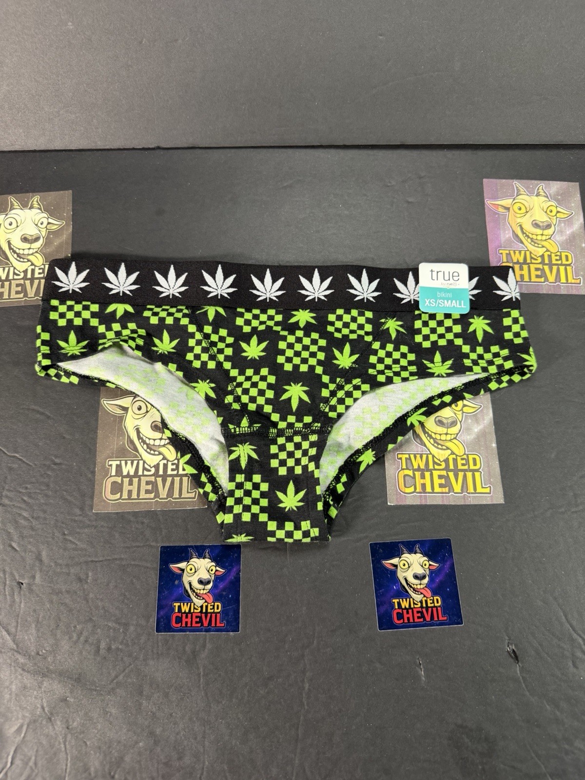 Rue21 True Women XS/Small Bikini Weed Pot Stoner Floral Cannabis Stretch Squares
