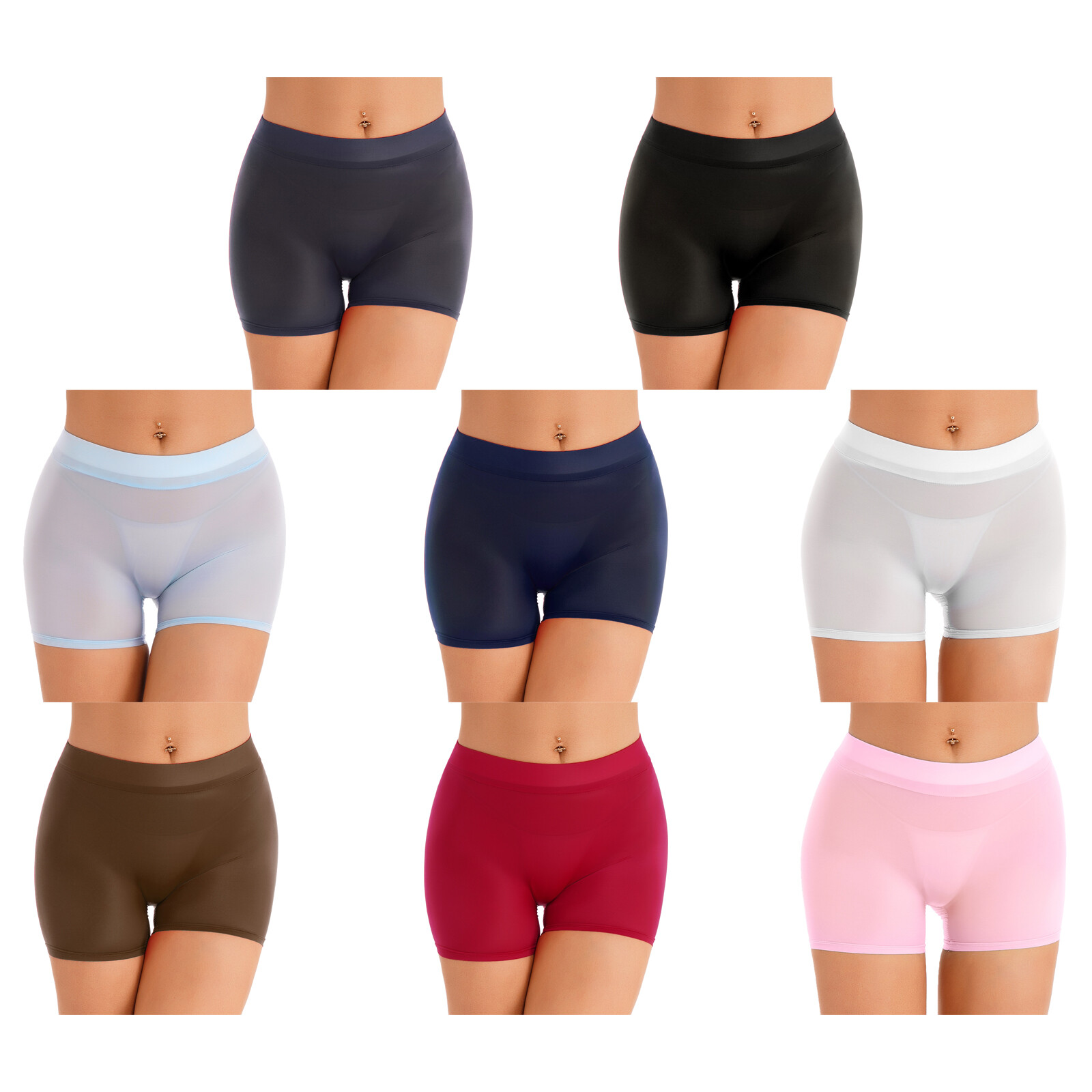 Womens Shorts Sheer Bikini Translucent Underwear Glossy Trunks Beach Nightwear