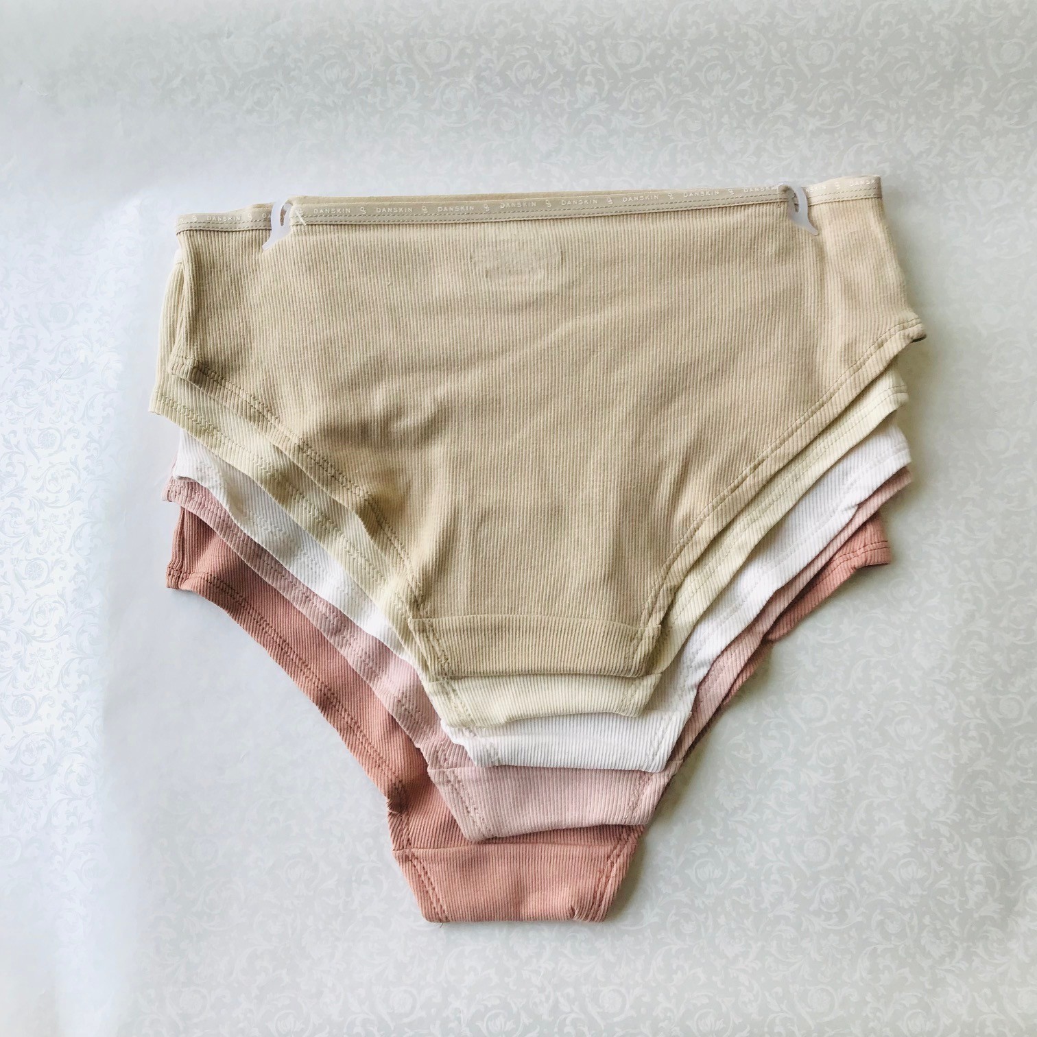Danskin Intimates, Organic Cotton 95% Bikinis Panties , 5 Pack , Size : L