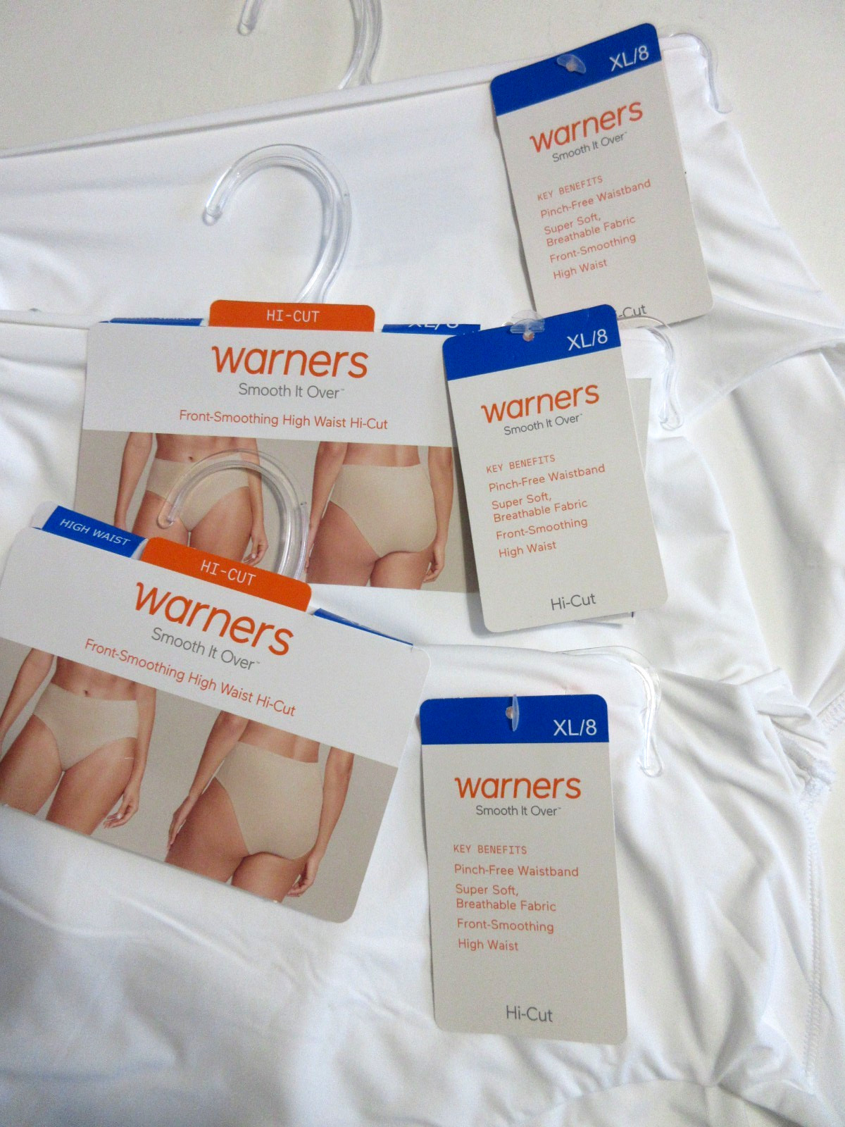 Warners 3-Pair HI CUT panties Front Smooth High waist RT9021 White nylon ~ XL/8