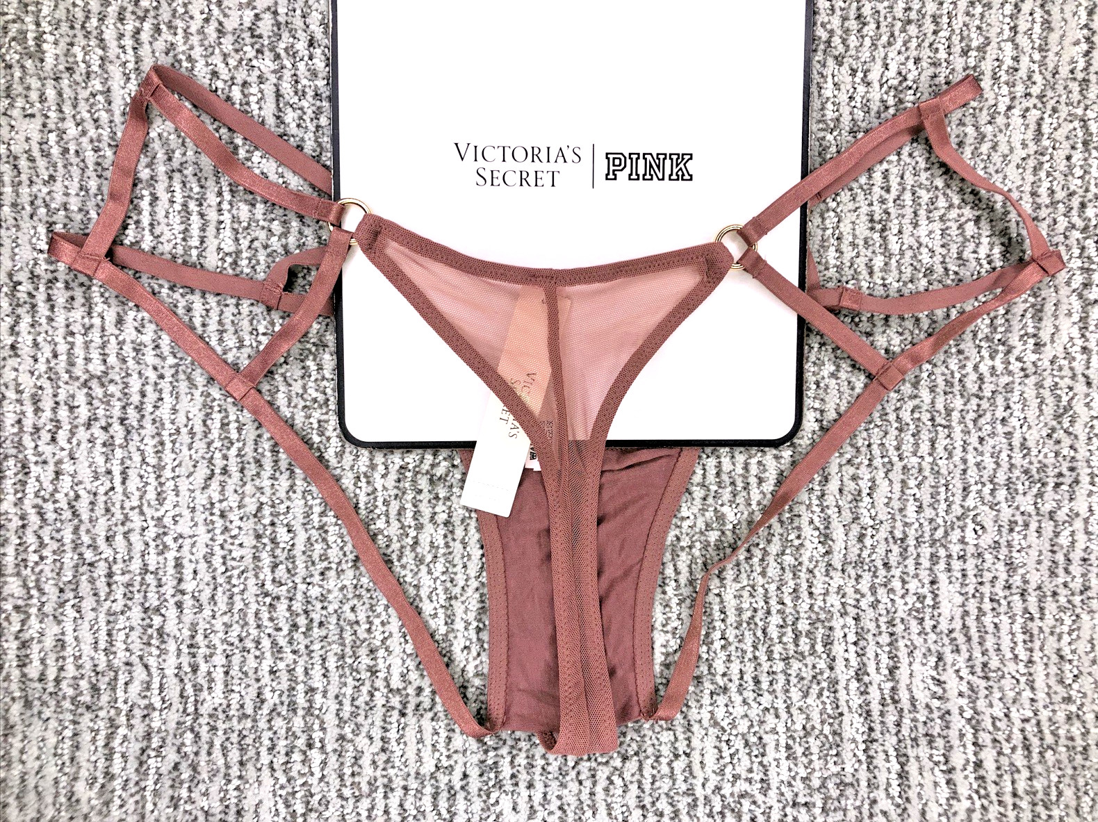 Victoria’s Secret NWT Strappy High Leg Hardware Cheeky Panty Large Pink Sexy