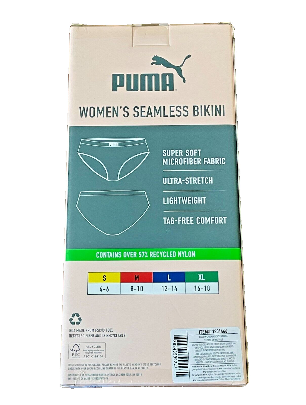 4-PACK Puma Women’s Seamless Bikini, Multicolor, Size XL