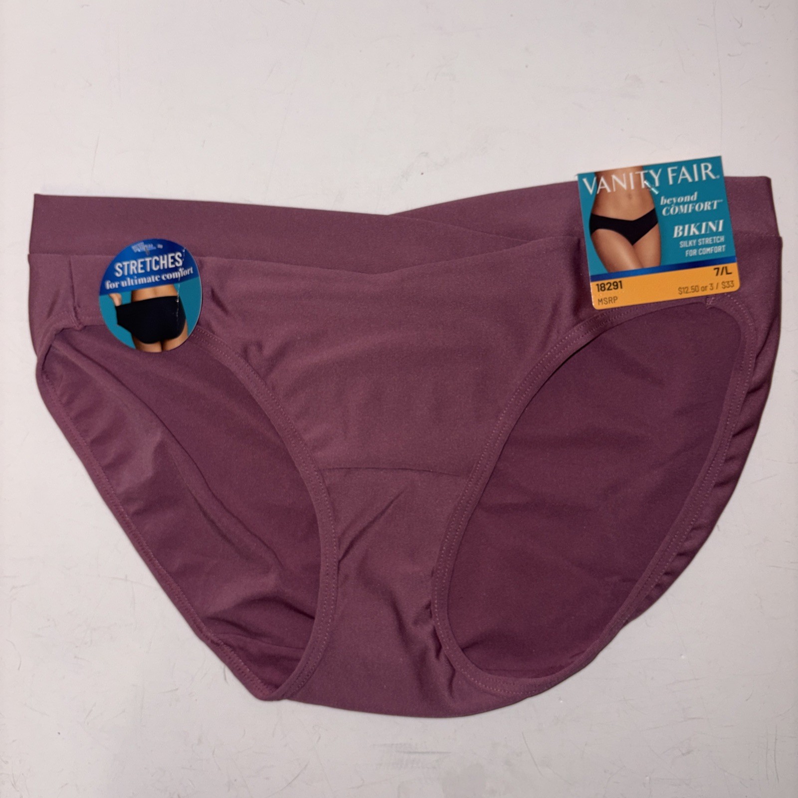Vanity Fair Bikini Panty 7/LARGE Beyond Comfort Silky Stretch 2 Pair NEW