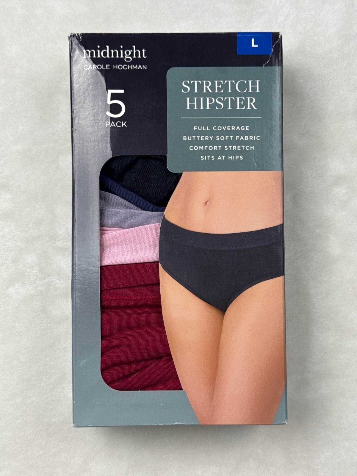 Carole Hochman 5-Pack Stretch Hipster Underwear Full Coverage Buttery Size L