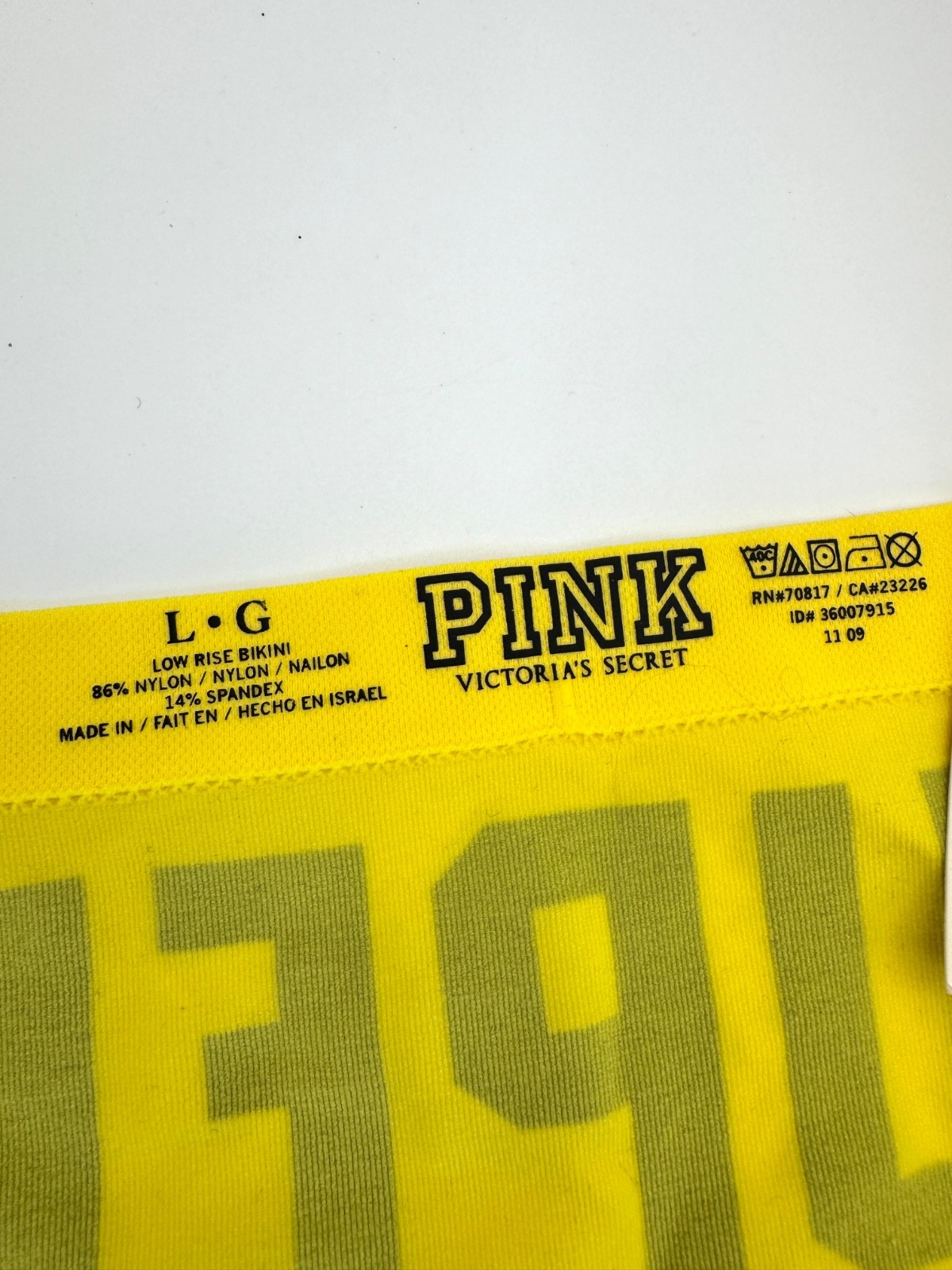 NWT 2009 Y2K VS PINK Supermodel Low Rise Skinny Side Bikini Panty Yellow sz L