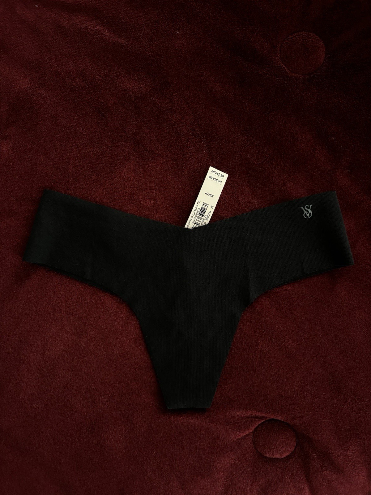 Victoria’s Secret Women’s Thong/String Panties XS/XP Black Solid Logo Stretch