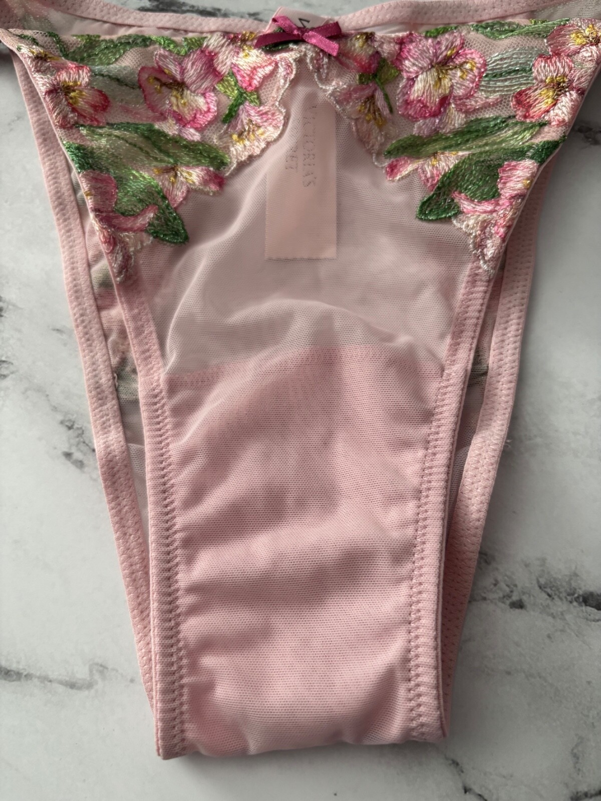 Victoria’s Secret String Brazilian Panty Dream Angels Mesh Lily Embroidered