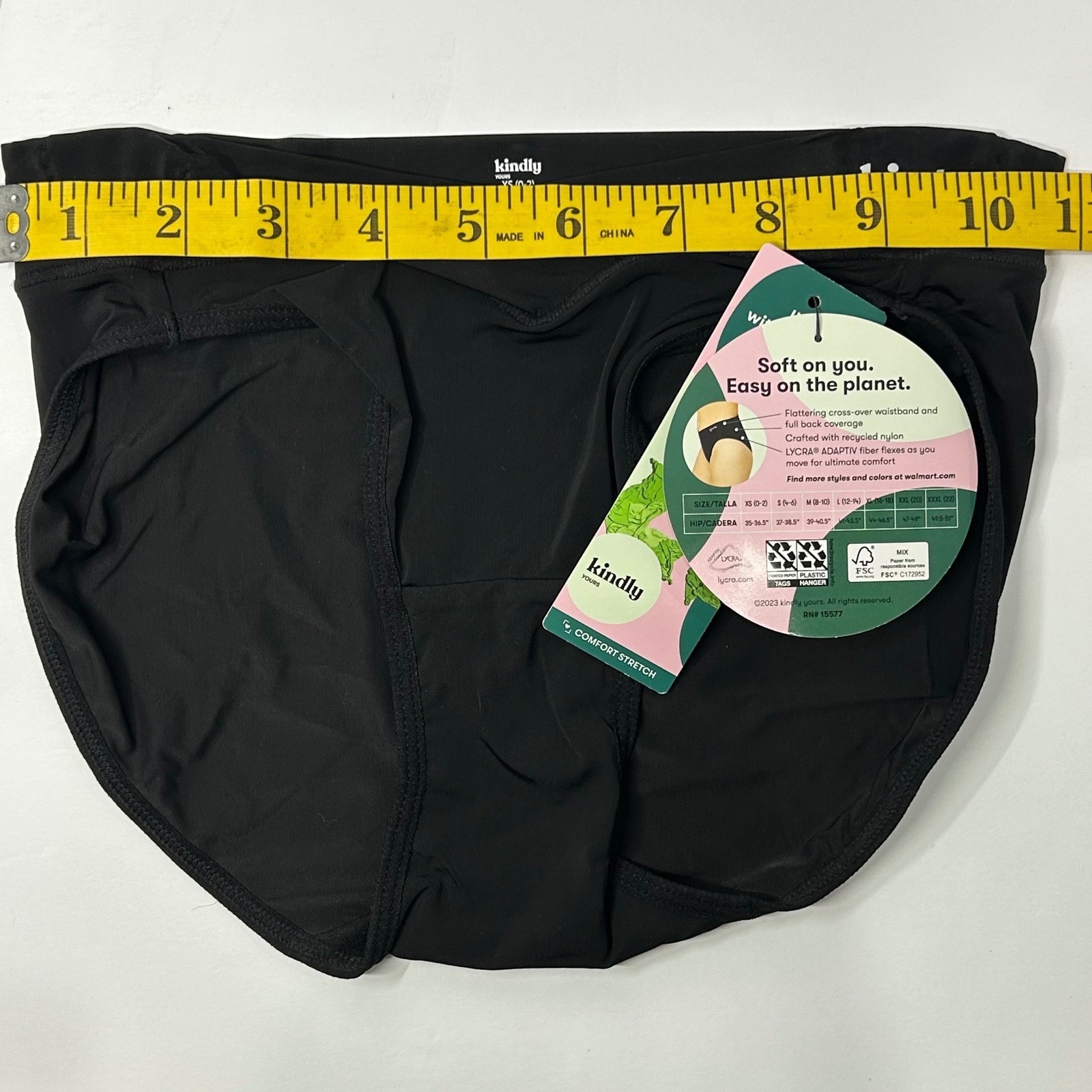Kindly Yours 2-Pack Sustainable So Comfy Hi-Cut Panties Black XS 0-2 New