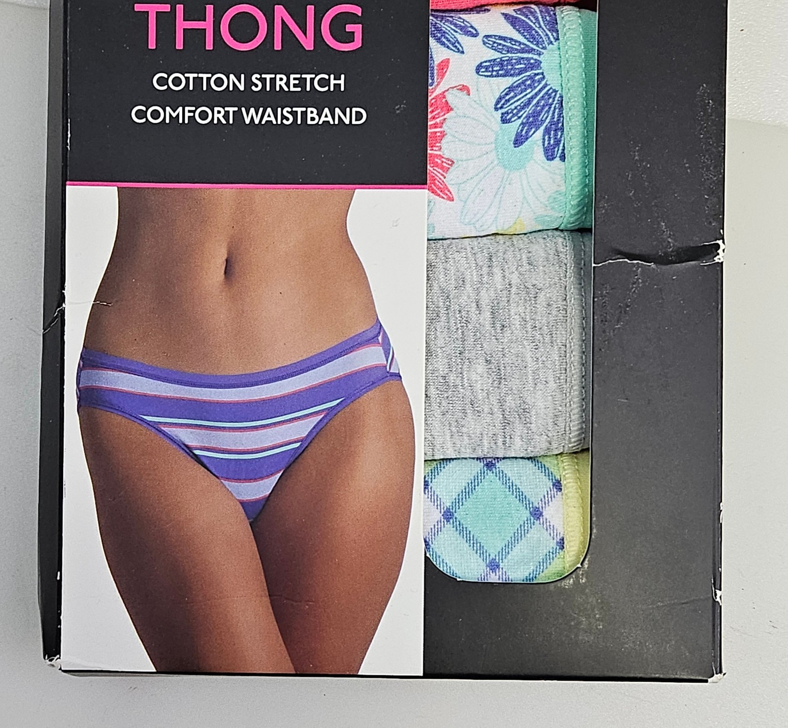 No Boundaries Women’s Thong Underwear Size XXL (21) 5-Pair Cotton Stretch
