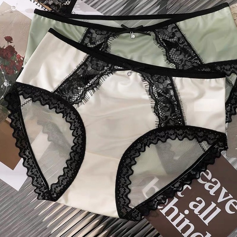 5 Pack Lot Sexy Womens Satin Panties Underwear Lace See Through Lingeries Brief