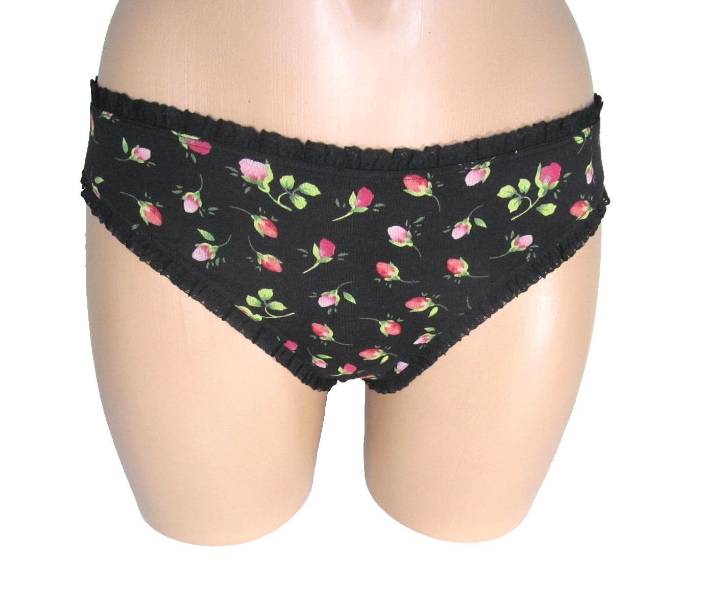 Victorias Secret NWT Size S Bikini Panties Set of 2 Solid ivory + Rose Print