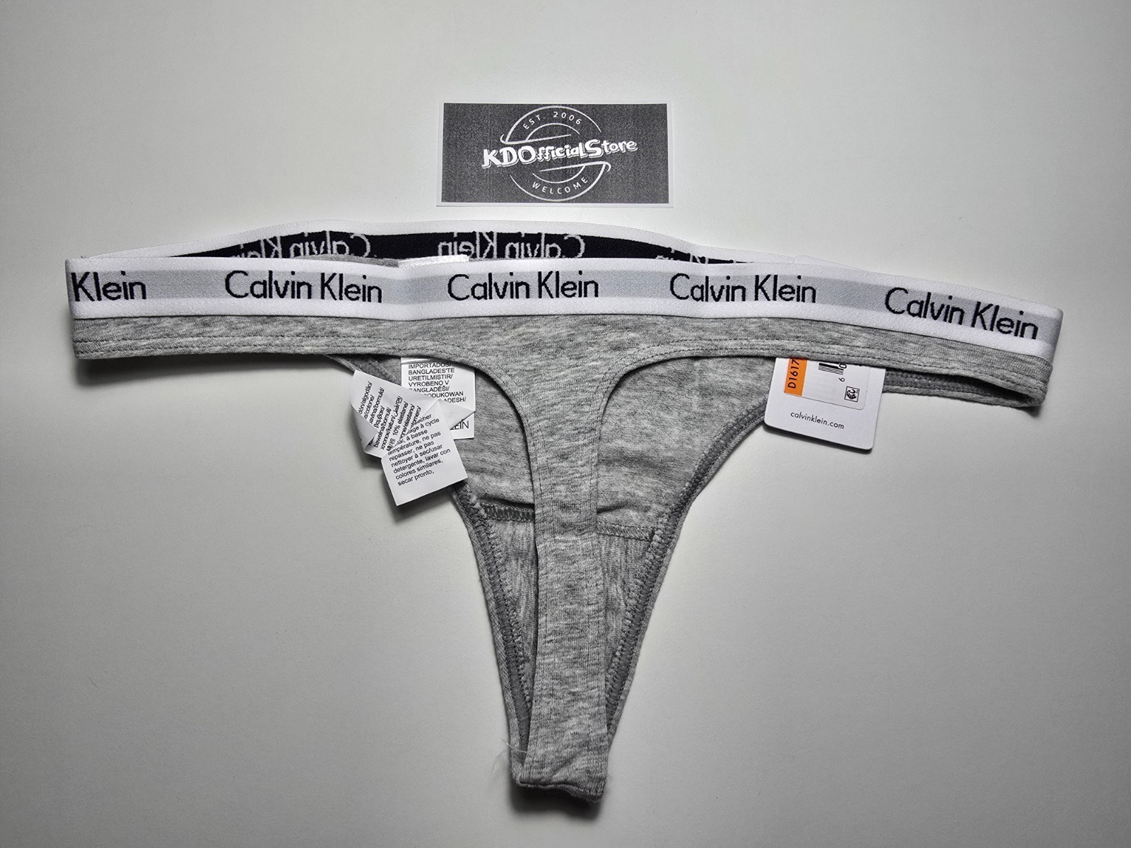 S Calvin Klein Carousel Logo Cotton Thong Panties Underwear Grey Heather NWT