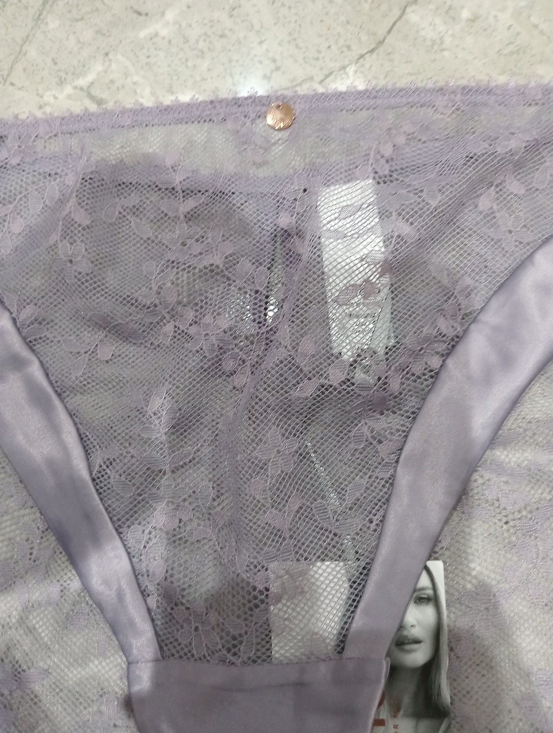 M&S Rosie Rosa French Lace & Satin High Leg Knickers Size 10 VIOLET STORM