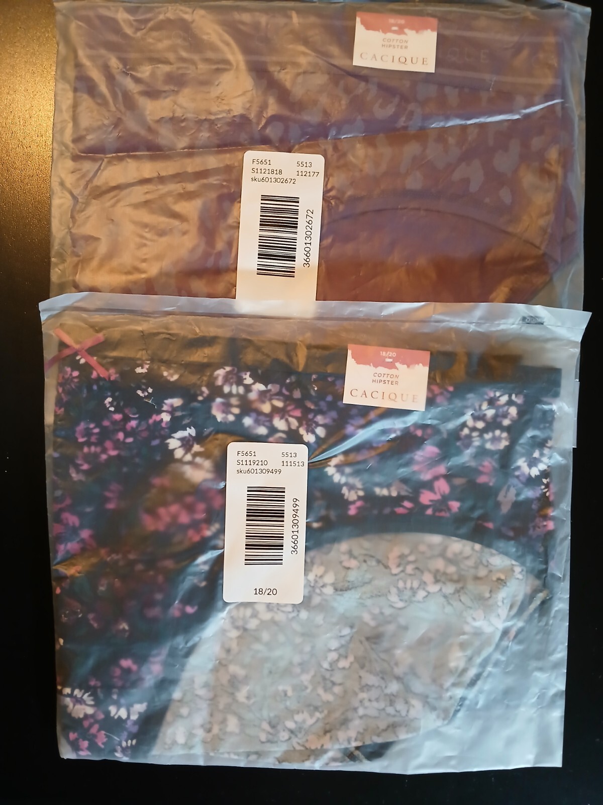 Lane Bryant 18/20 Set 2 Cotton Hipster NEW W TAG Blk Floral + Plum Cheetah