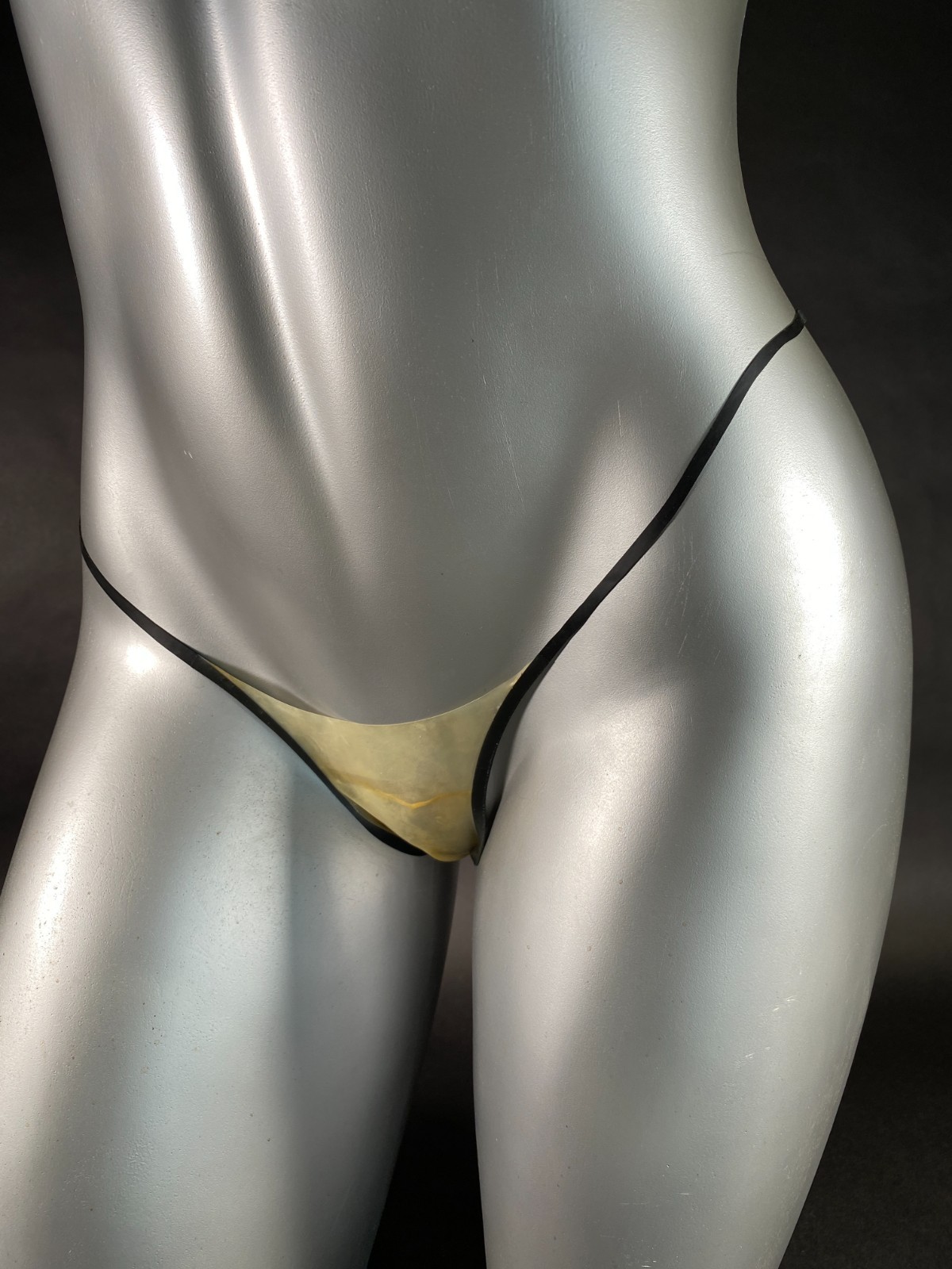 Transparent & Black Latex Micro Panties Thongs Handmade U.S. Designer Sz Large