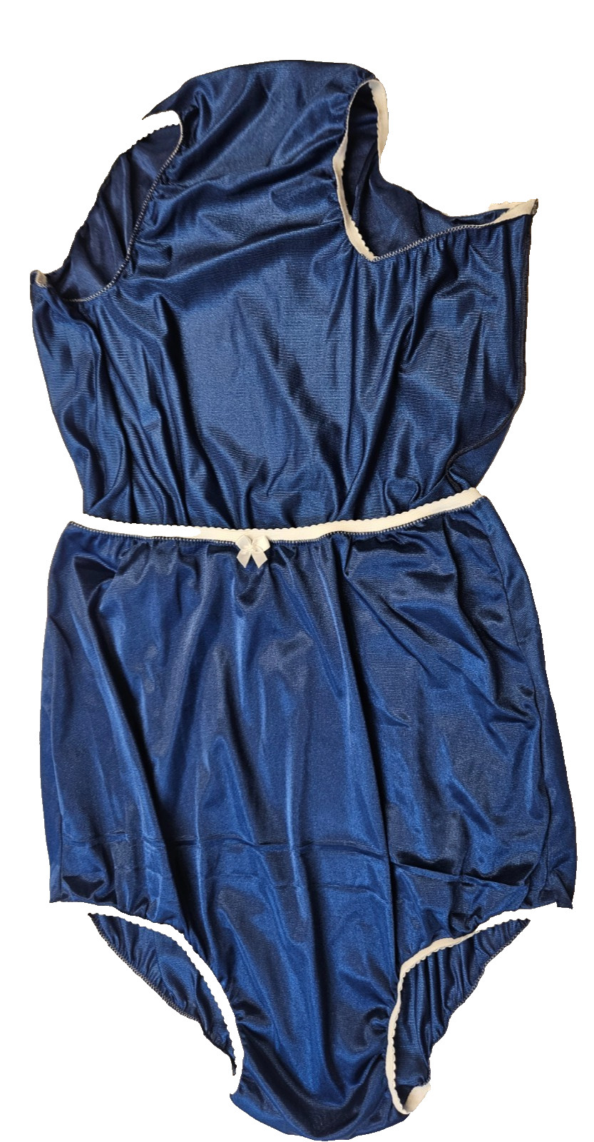 NAVY BLUE Nylon Tricot NO LACE Bubble Bloomer & PANTY 2 LAYER 27-42 **