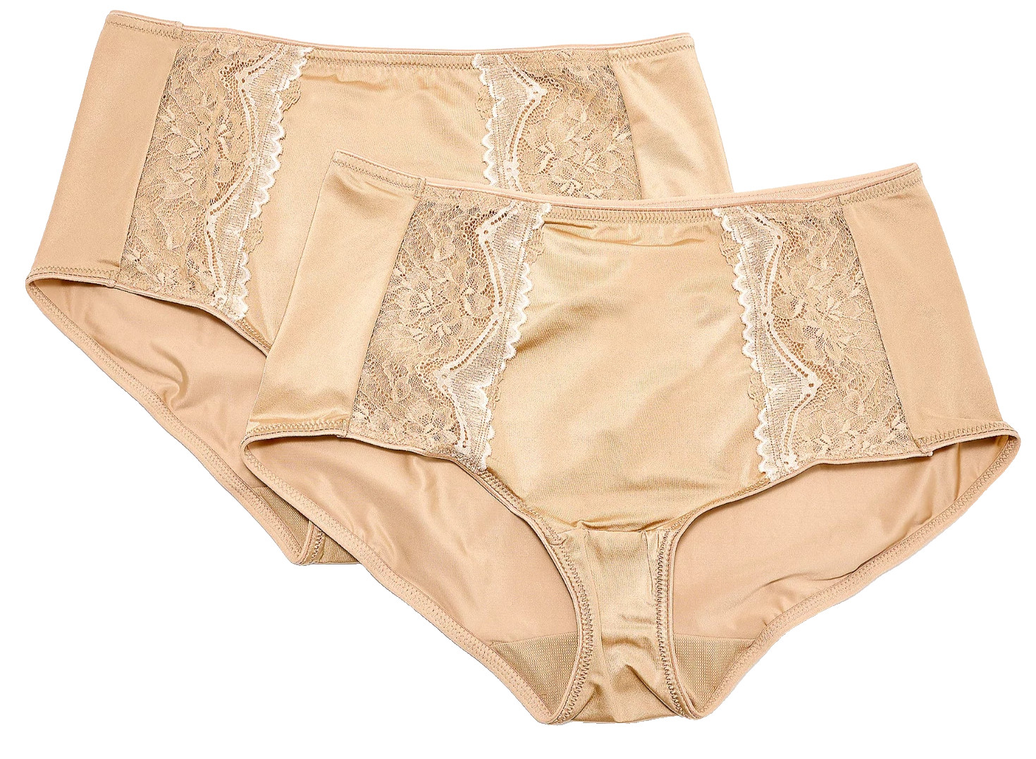Breezies~Set of 2~Two-Tone Lace Shimmer Hipster Brief~1X~Warm~A655486 12919