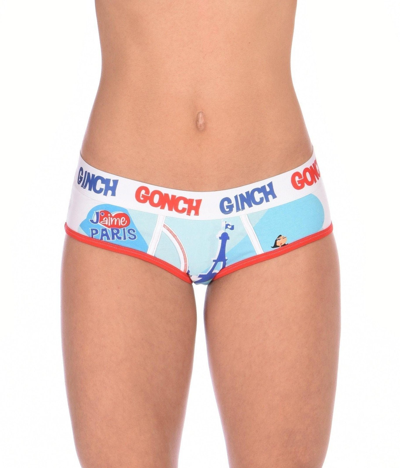 Ginch Gonch Women’s I Love Paris Eiffel Tower Boyfriend Briefs Cotton Stretch