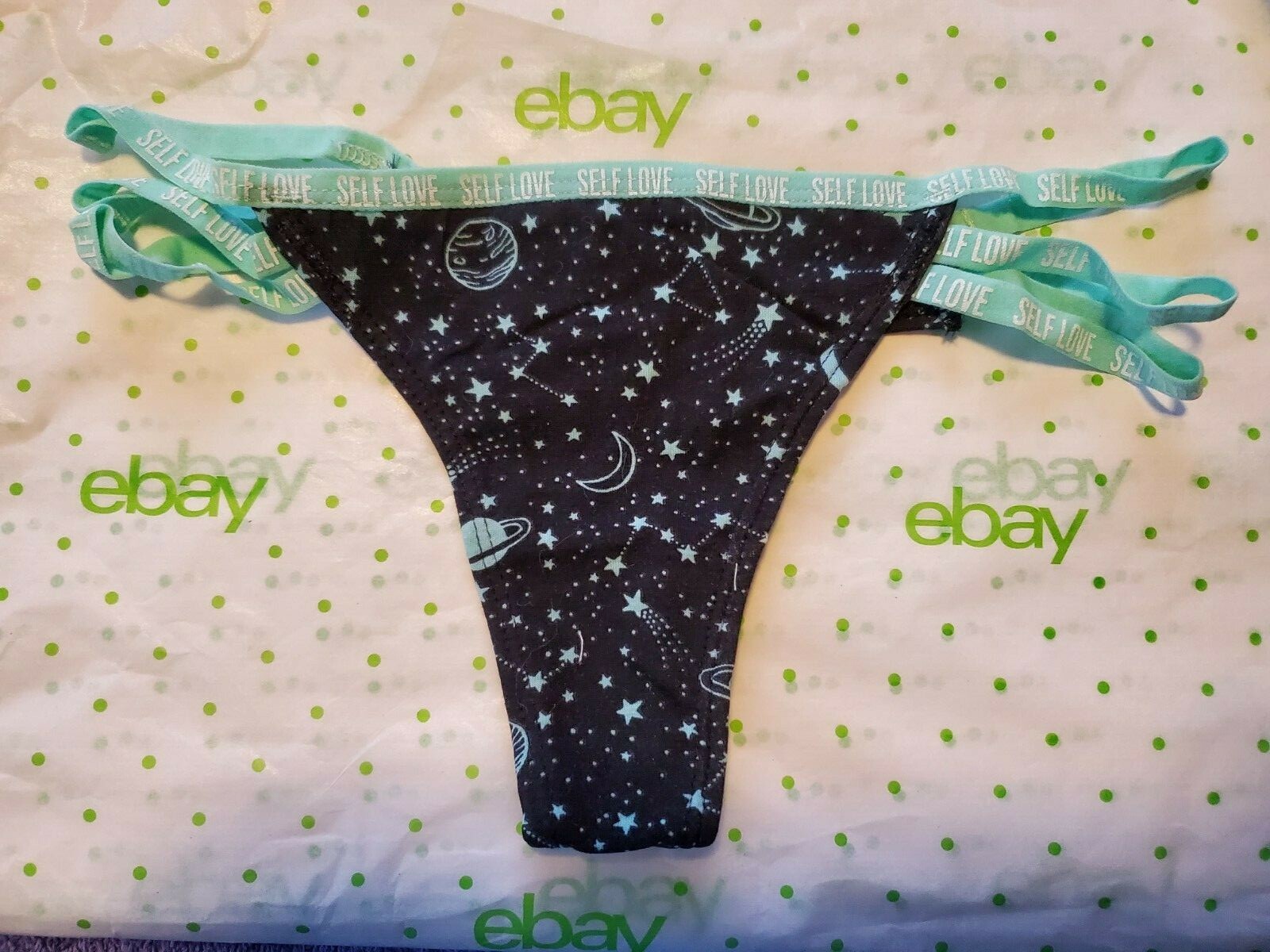 Rue 21 Women’s Thong Panties X-LARGE Strappy Sides Self Love Moon Stars Sun