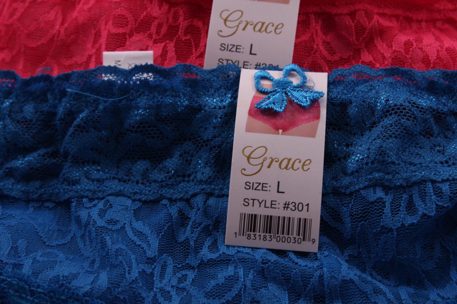 5 Grace Lace Bikini Underwear Assorted Colors Style 301 Size L