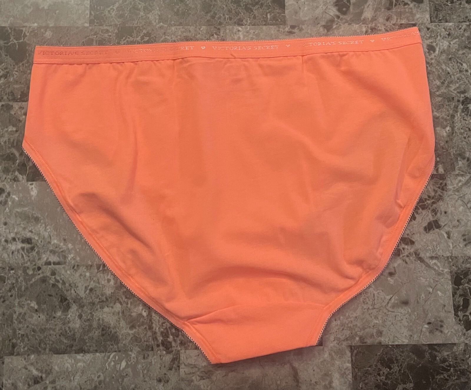 NWT VICTORIA’S SECRET XL PEACH HEART PICOT VINTAGE RARE HIGH LEG BRIEF PANTIES