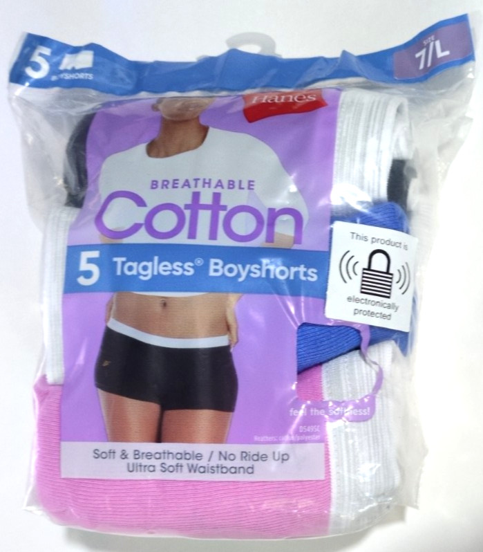 HANES Womans Underwear – Size 7/L 12-14 5 Pairs Boyshorts Assorted Colors NEW