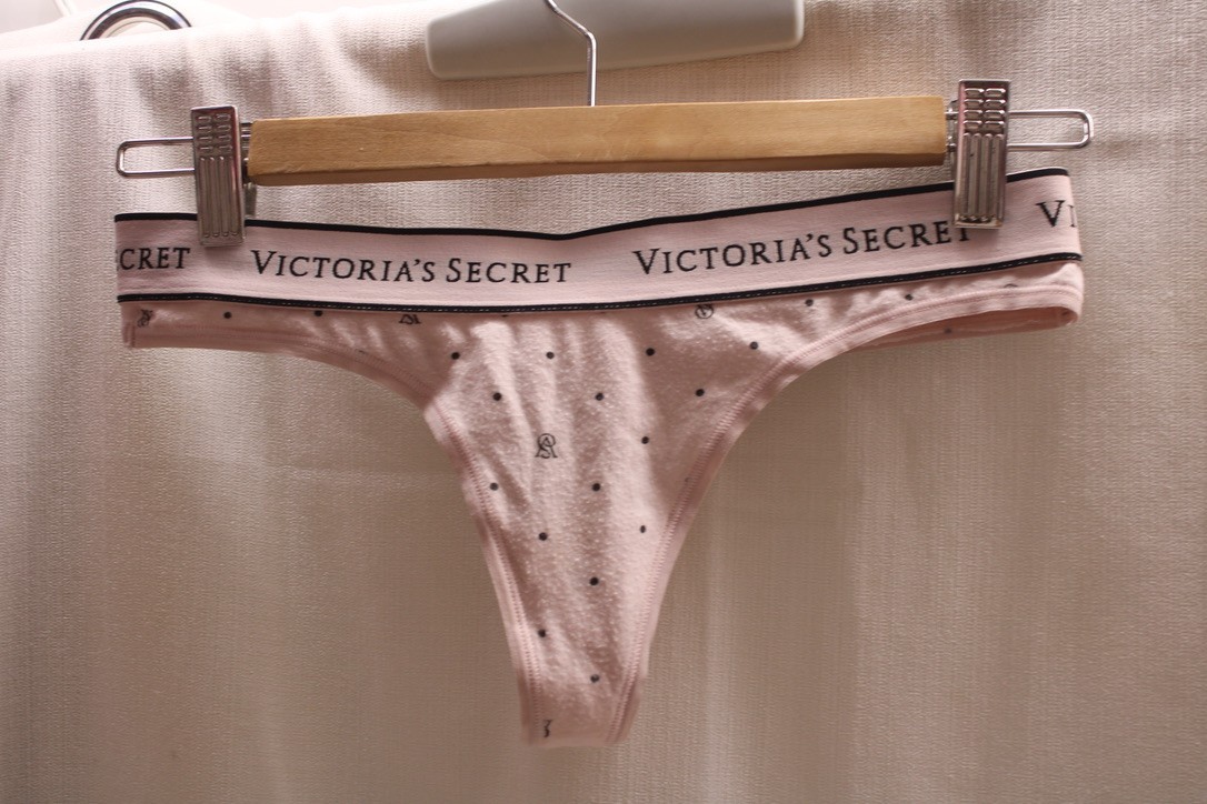 Victoria’s Secret Logo Pink Cotton Elastane String Thong High Leg Cheeky S/P