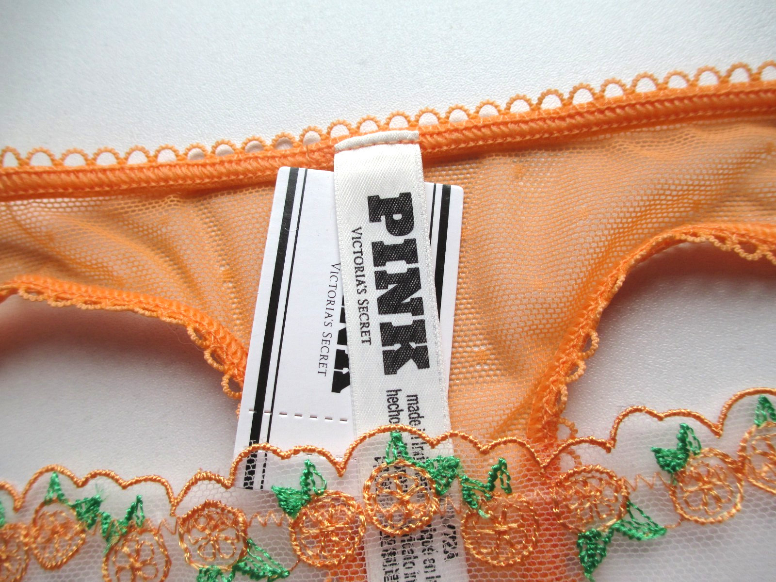 VICTORIA’S SECRET PINK Wink Strappy Mesh Thong Panty VS Orange Fruit S M L XL NW