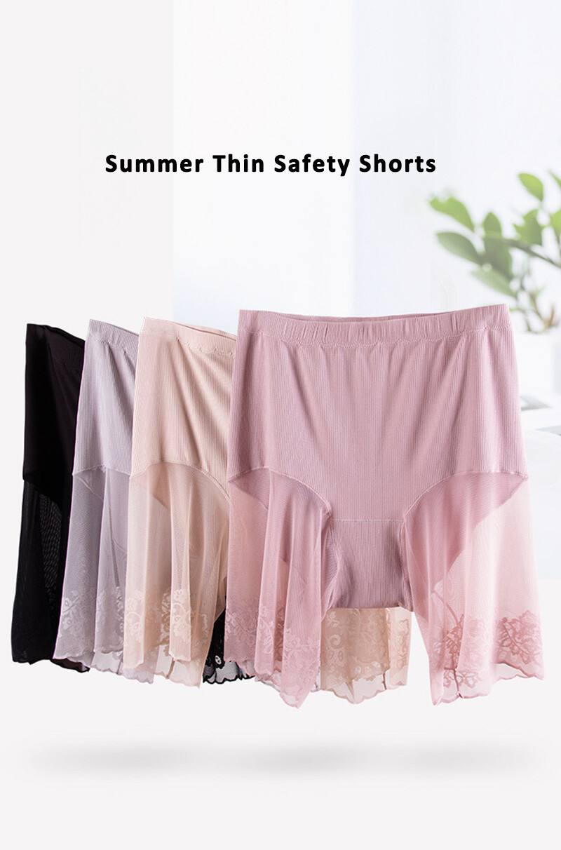 Plus-Size Long Leg Anti Chafing Thin Sexy Lace Slip Shorts Thigh Rub Large Thigh