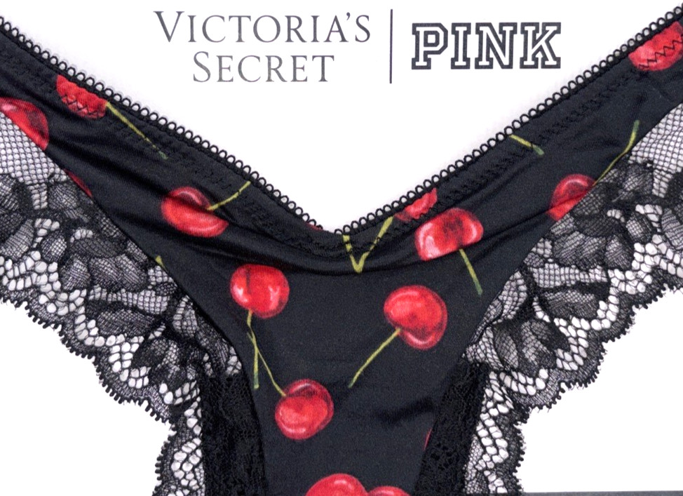 Victoria’s Secret Very Sexy NWT XS Black Cherry Lace Trim High Leg Cheeky Panty