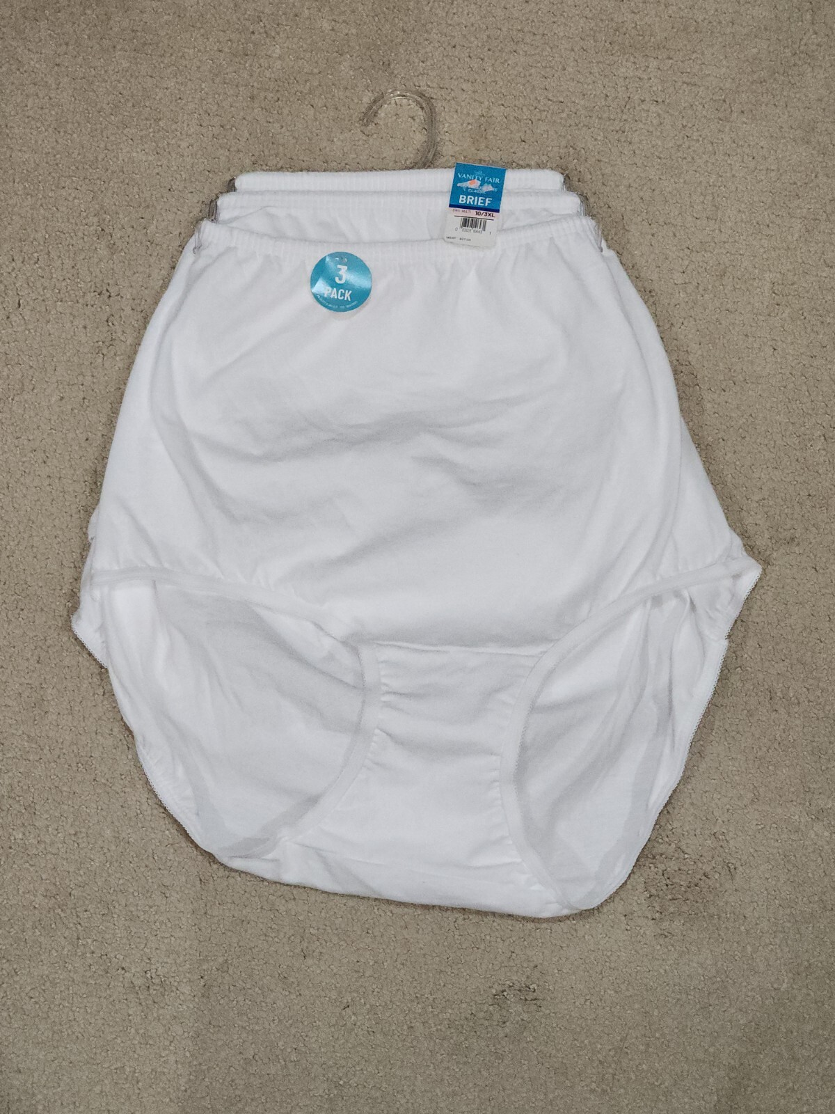 3 Pack Vanity Fair Perfectly Yours Classic Cotton Briefs Panties Size 10 / 3XL