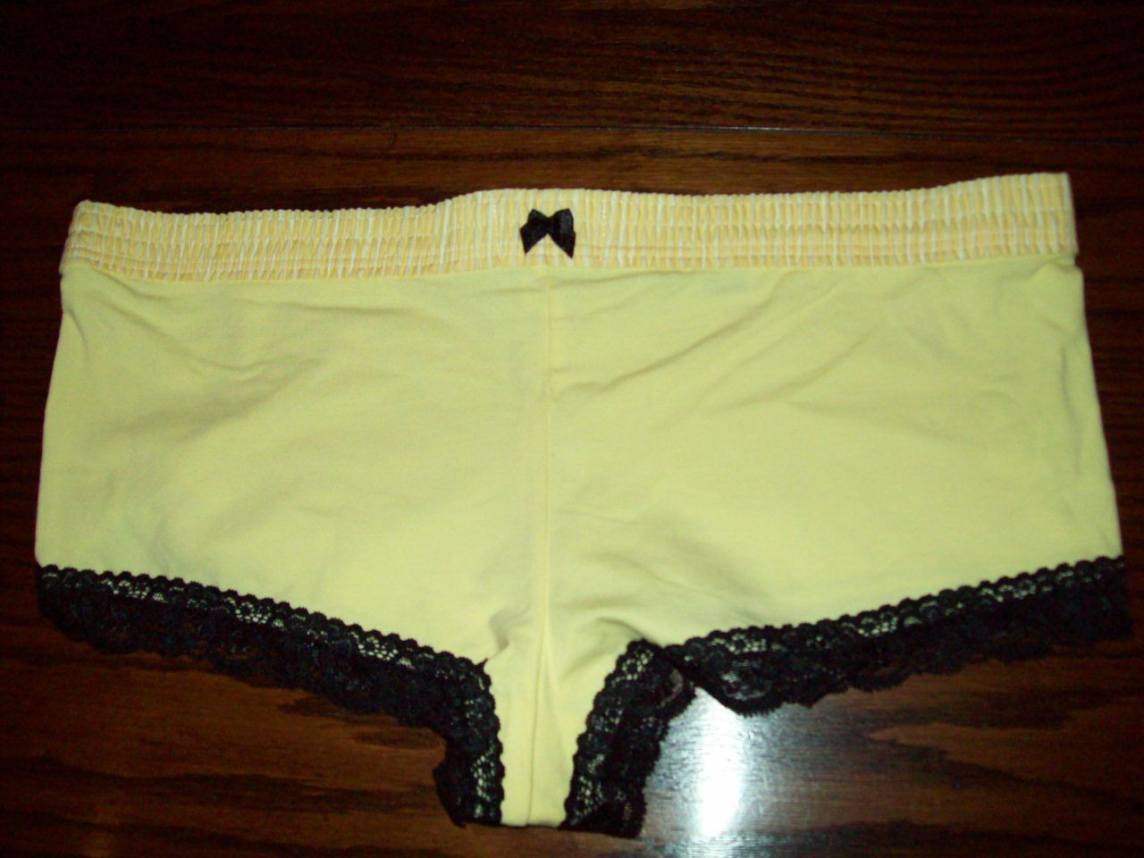 NWT FOXERS COTTON LYCRA BOYSHORT PANTIES W LACE TRIM YELLOW STRIPE XL B