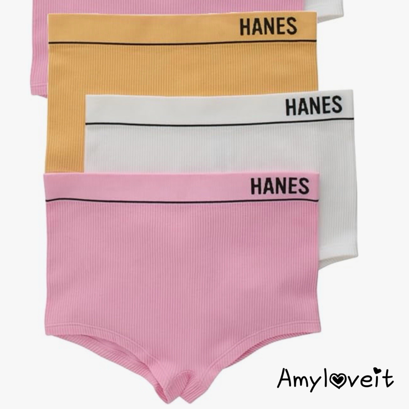 Hanes Women’s Originals Seamless Stretchy Ribbed Boyfit Panties Set Size Small