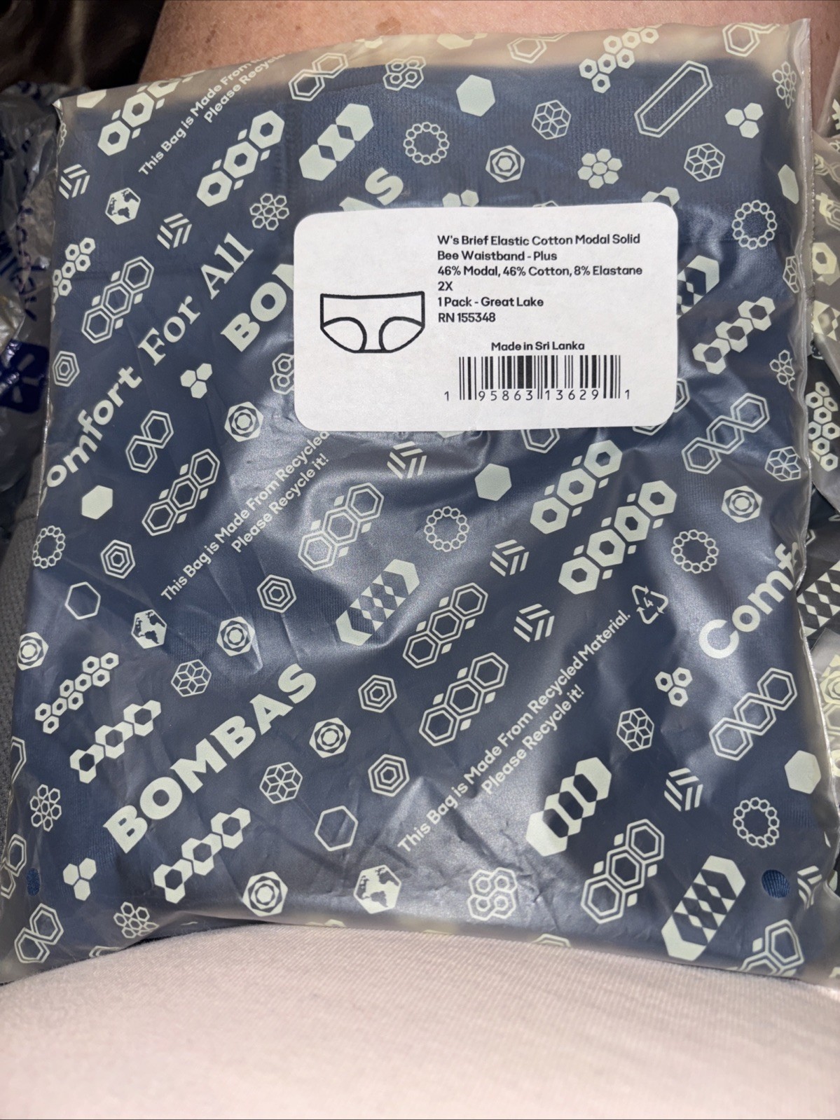 W”s Brief Elastic Cotton Modal Solid Bee Waistband 2X Rn 155348 Great Lake Color