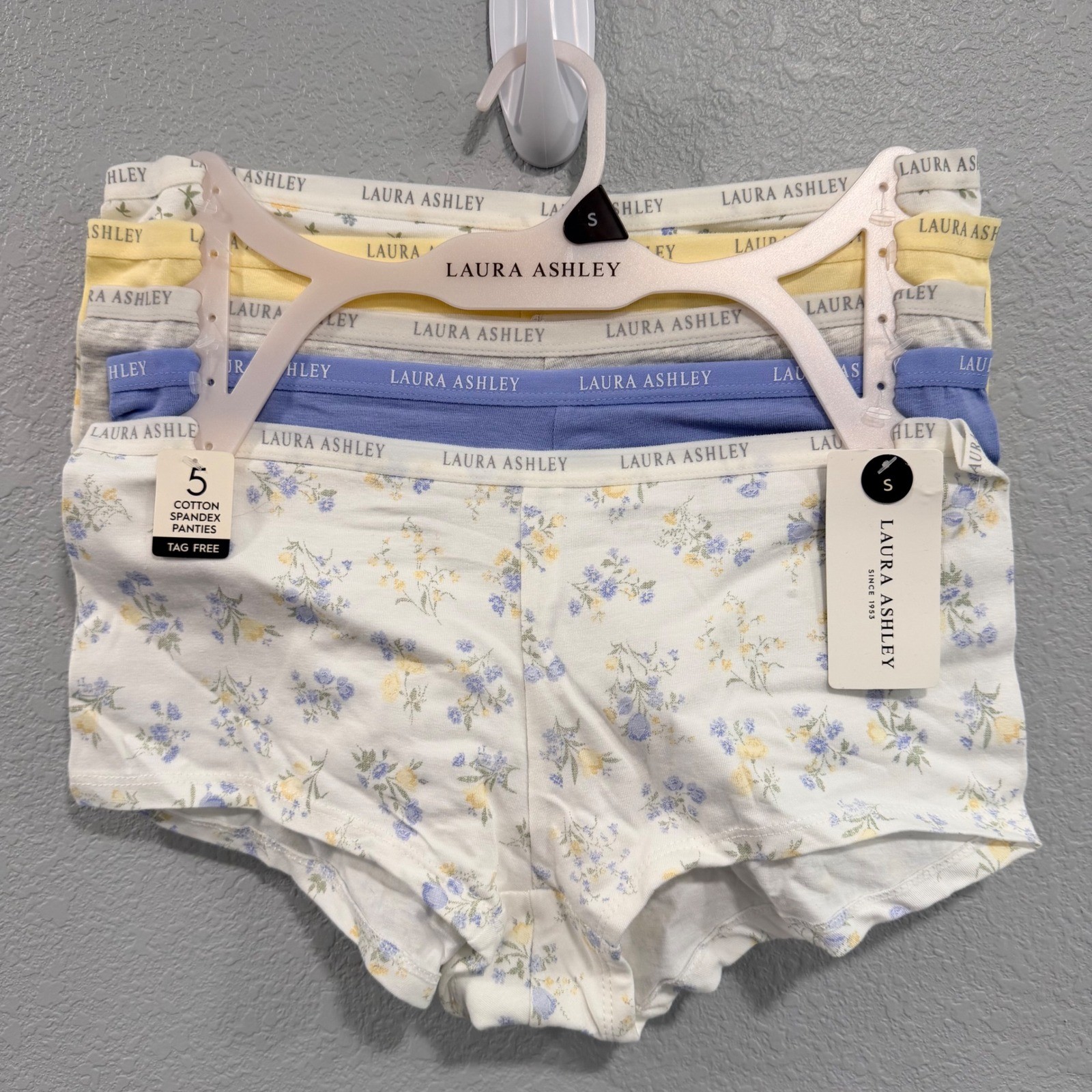 NEW $48 Laura Ashley Womens 5 Pack Cotton Spandex Panties Floral Solid Hipster