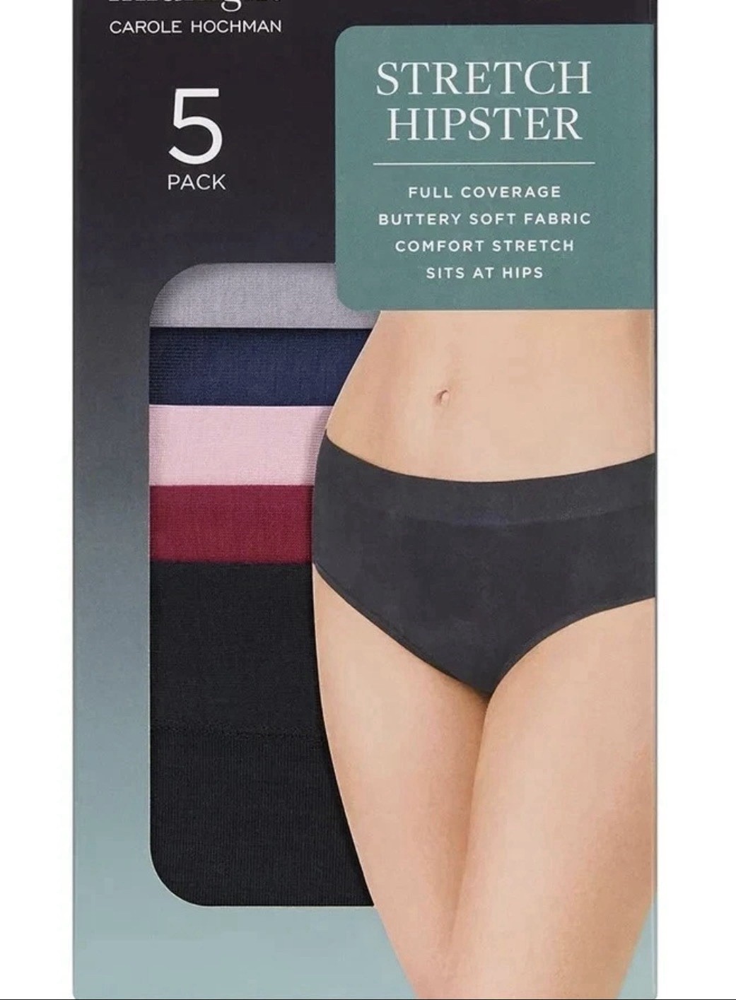 Carole Hochman Women’s 5-Pack Full Coverage Stretch Hipster, Multicolor, S