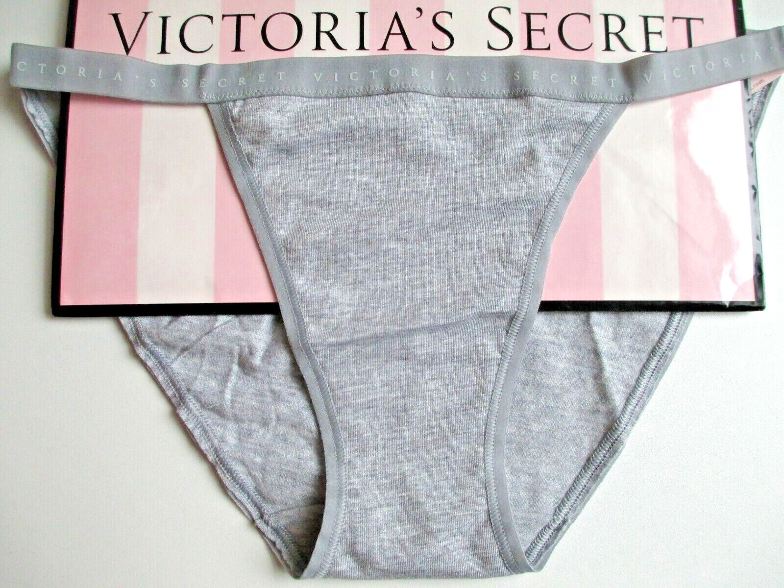 VICTORIA’S SECRET Cotton String Bikini Panty S M L XL Gray Heather NWT VS