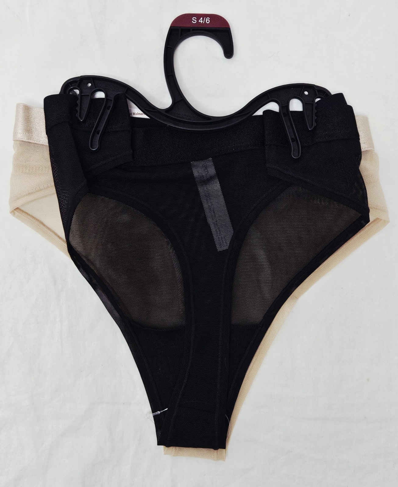 New Joyspun MeshThong Underwear Panties 2 Pack Tan Black Size XS or Small