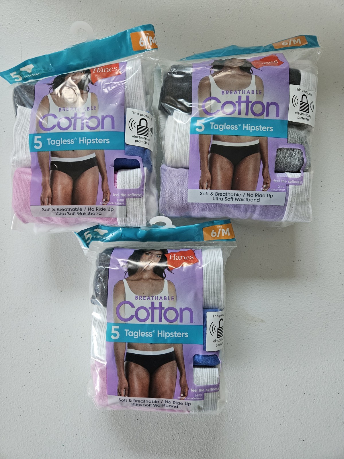 Hanes Breathable Cotton Hipster Panties 5-Pack Tagless Size 6/M Multicolor