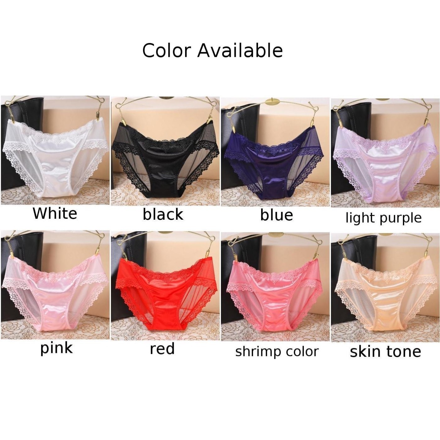 Colorful Women’s Lace Trim Mesh Briefs with Cotton for Everyday Comfort