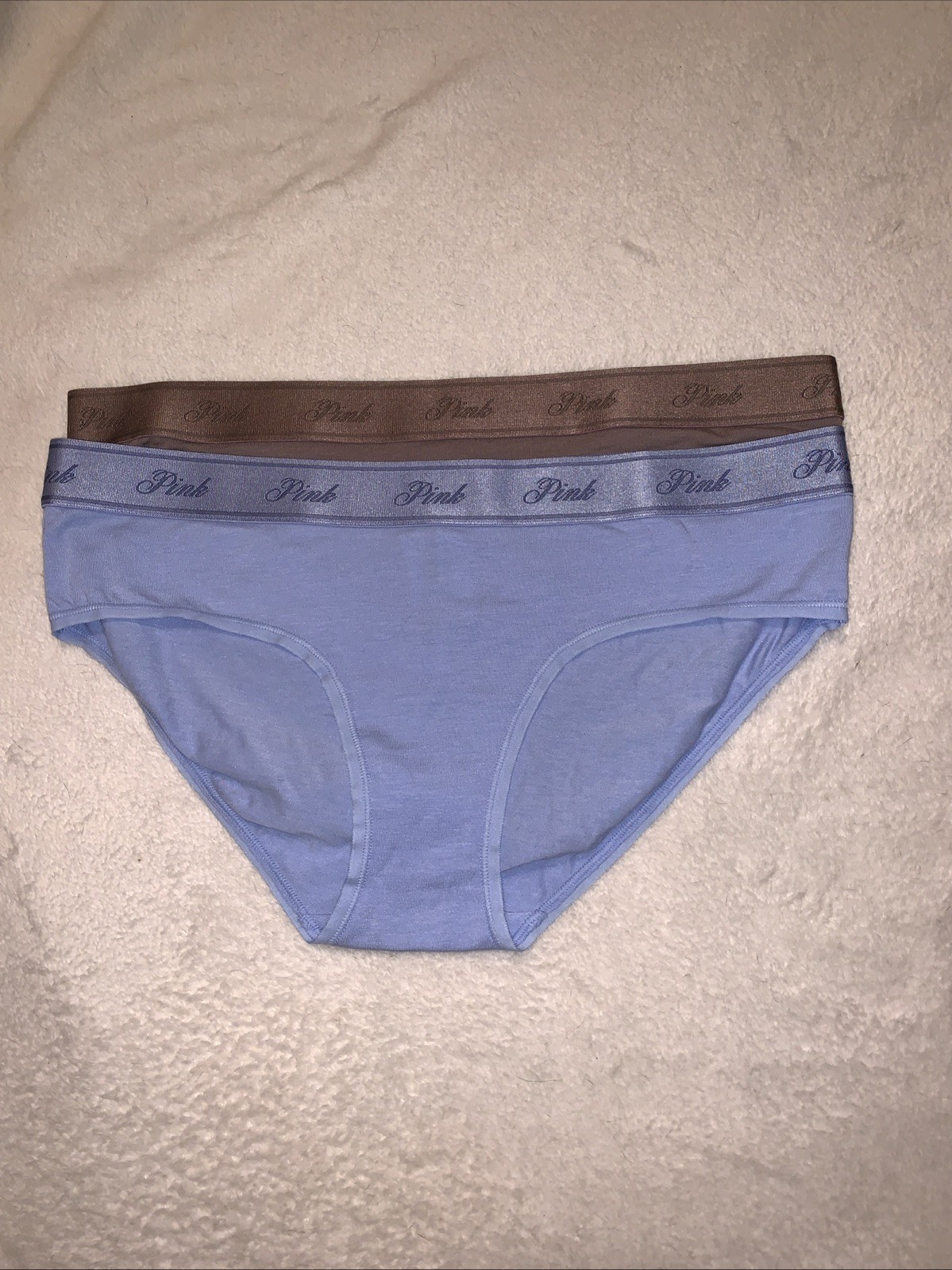 VS Pink Pair Of Two Hiphugger / Hipster Cotton Stretch Panties M Logo Band NWT’s