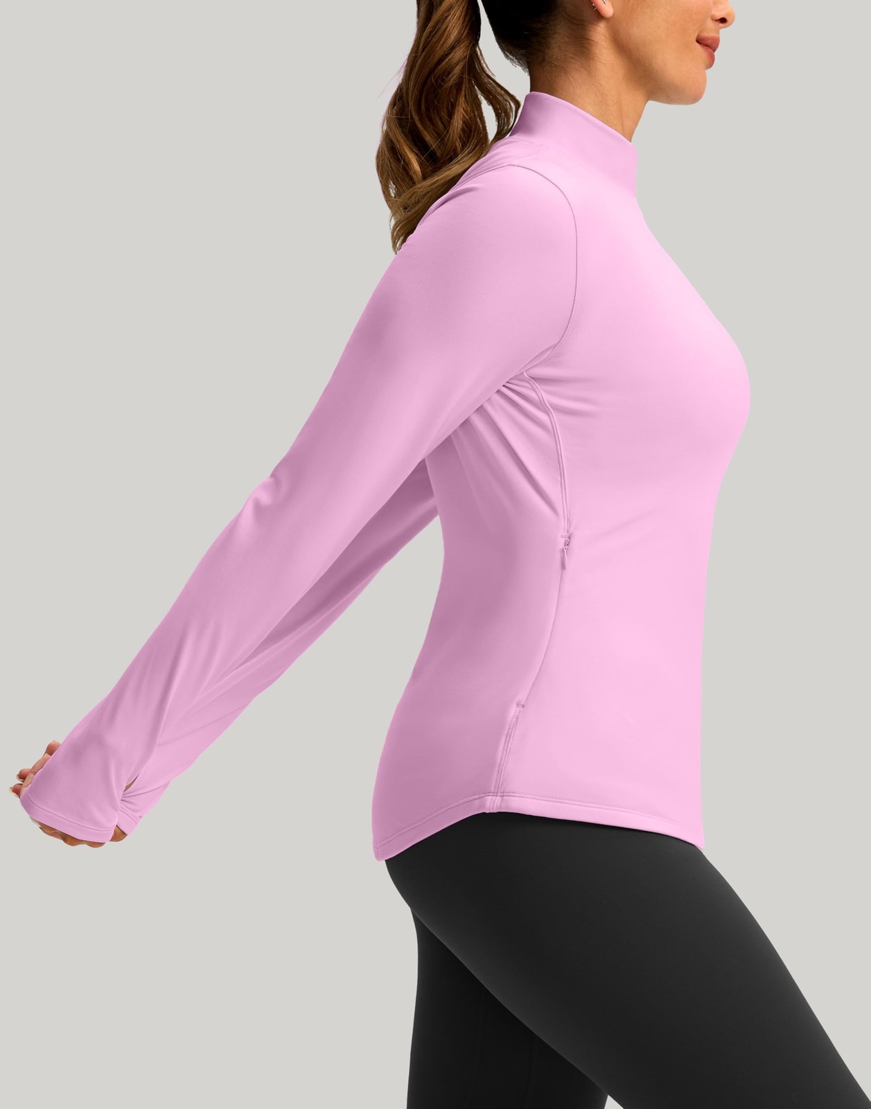 Thermal Shirts for Women Long Sleeve Mock Neck Fleece Tops Running Workout Co…