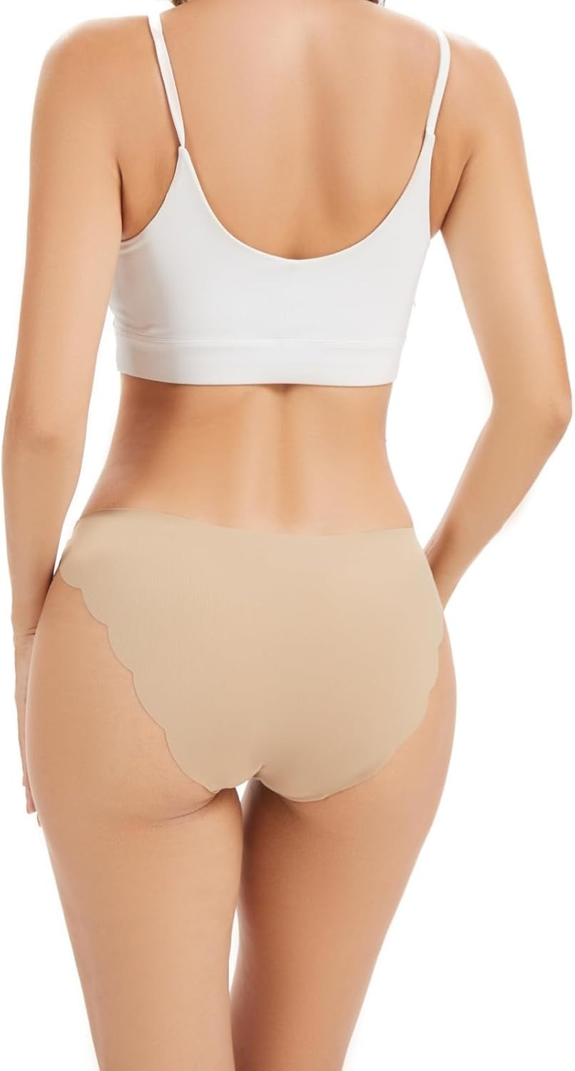 6 Pack Seamless Underwear for Women Sexy Low Rise Hipster Wave Edge No Show Biki