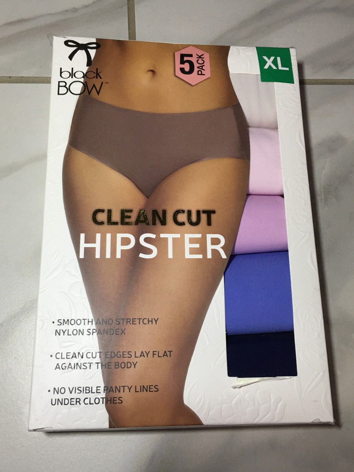 Black Bow, 5-Pack Women Clean Cut Hipster, Size XL, Underwear, Colors New