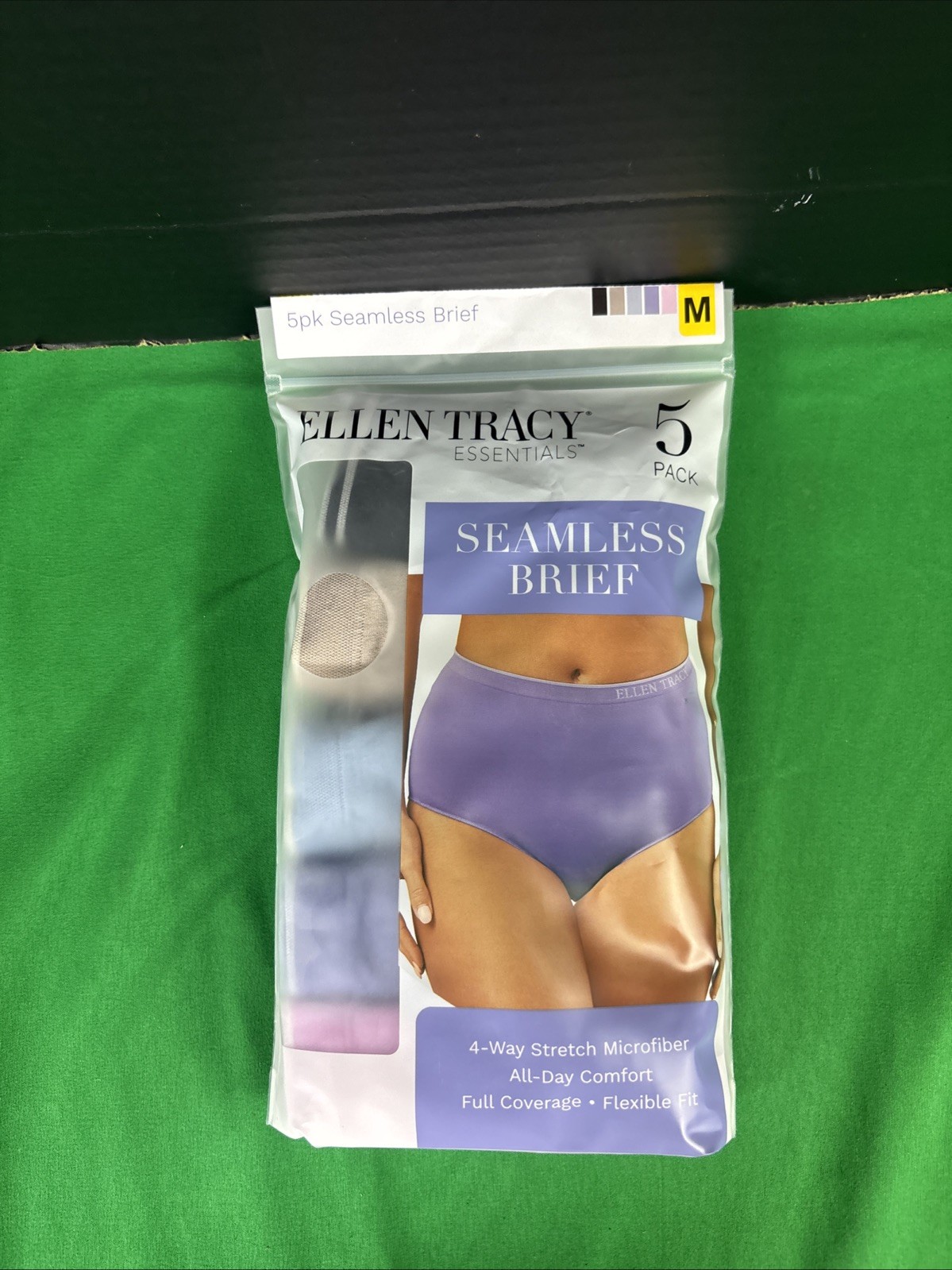 Ellen Tracy Women’s 5-Pack Seamless Brief Size M Black/Orchid