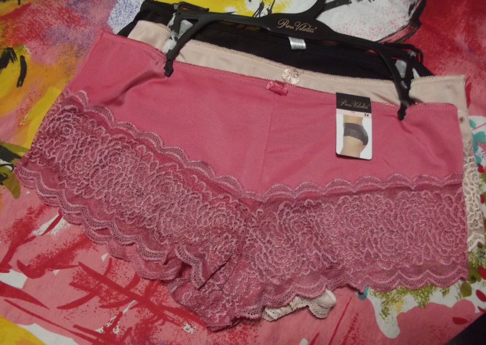3 NEW PRIMA VALENTINA PLUS 841084X P/BG LACE BACK DETAIL BOYSHORT PANTIES 3X