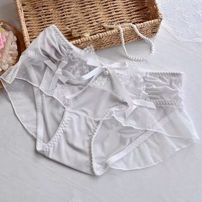 Japanese Princess Girls Panties Briefs Sheer Sweet School Lolita Mesh Underwear