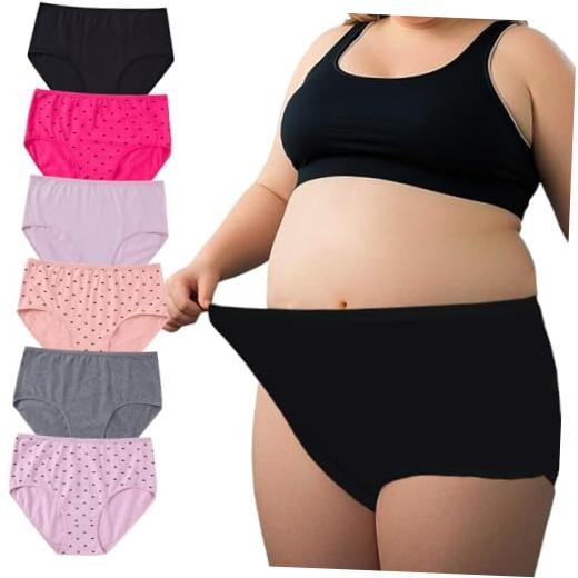 Women’s Cotton Plus Size Underwear Ladies Panties Briefs XL-5XL 5X-Large 6 Pack