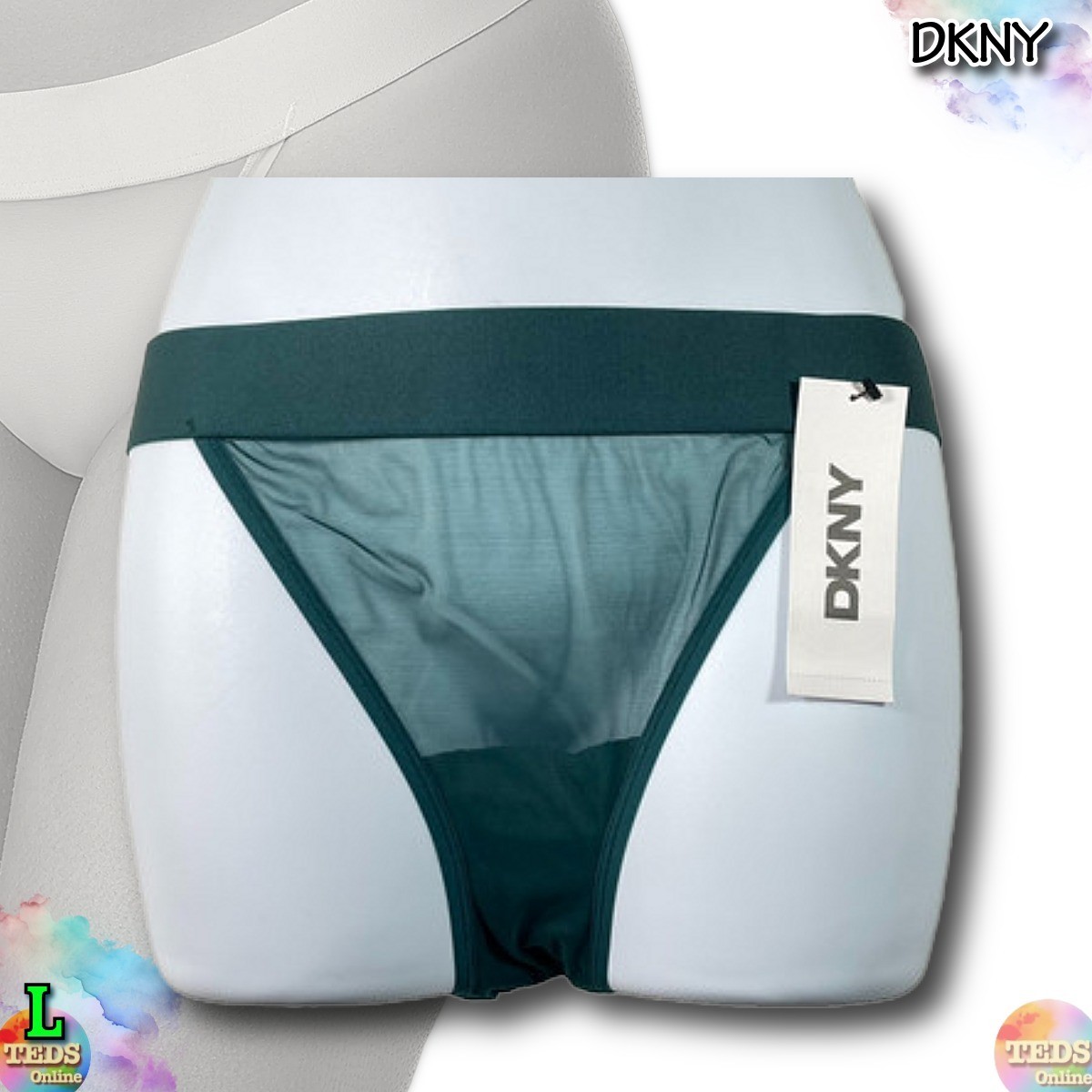 NWT DKNY Women’s L Sheer Bikini Underwear DK8945 Dark Sea
